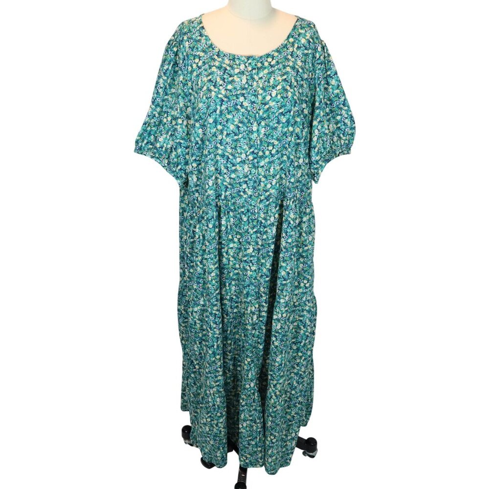 OLD NAVY Ditsy Floral Button Front Maxi Peasant Dress XL Boho Fairy Cottagecore